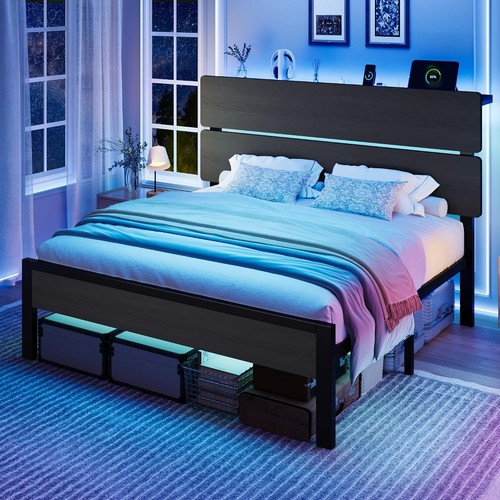 Full size bed frame led - bed,