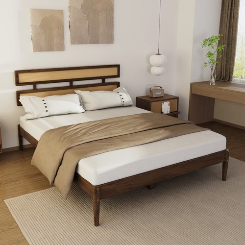 Wooden queen size bed - size, frame