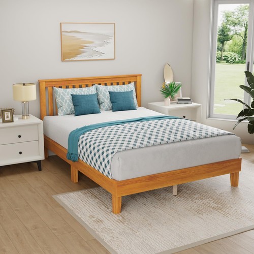 Wood platform bed frame solid - frame,