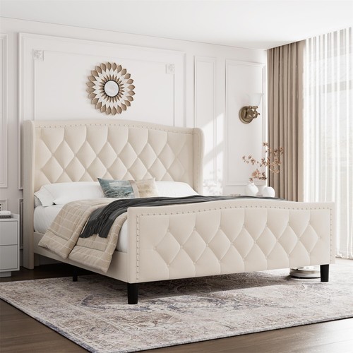 Bed frame full queen velvet - frame,