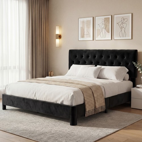 Metal solid wooden bed fame - bed,