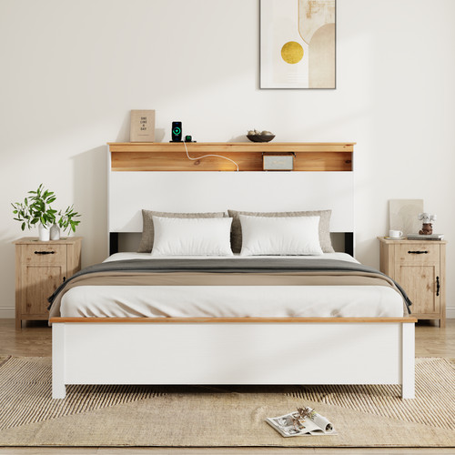 Full wooden bed frame with - full,
