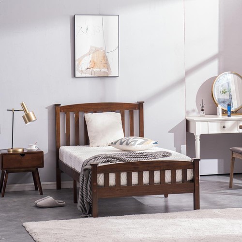 Twin full queen wood bed - wood, frame