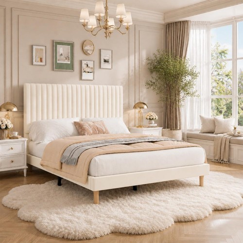 Velvet upholstered bed - velvet,